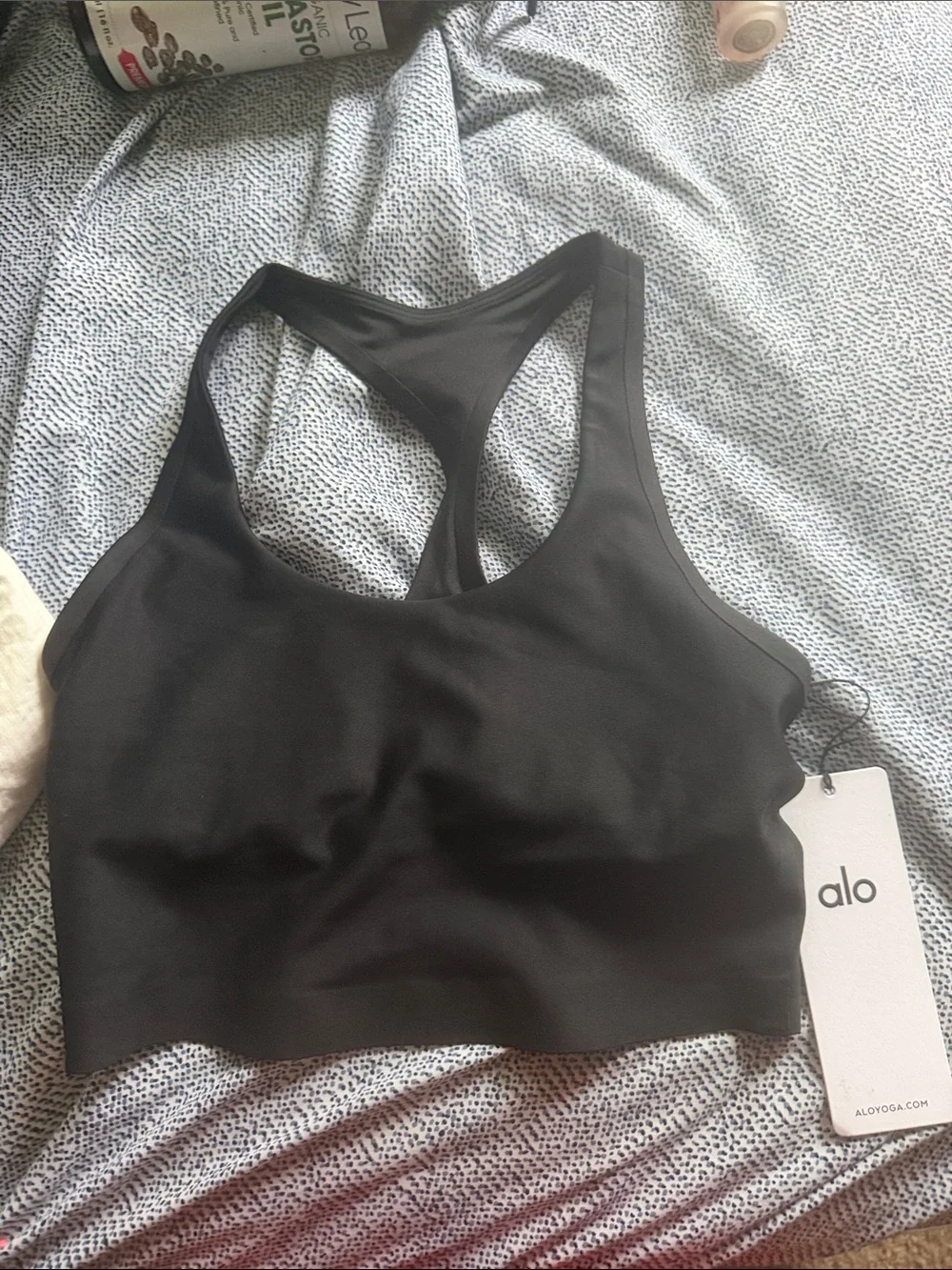 ALO Yoga Black Racerback Athletic Sports Bra